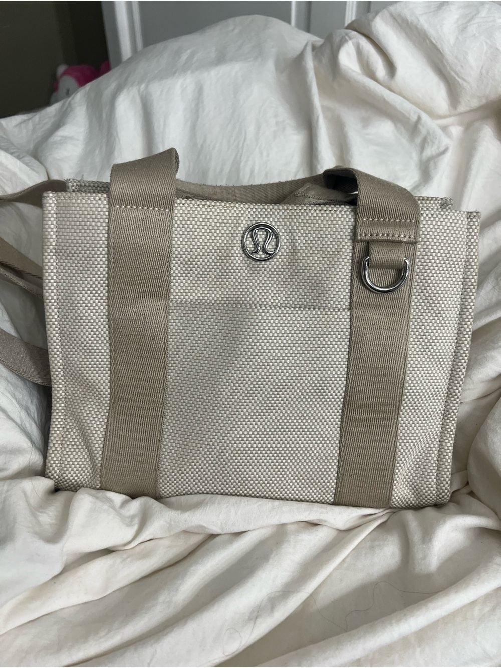 lululemon athletica beige canvas tote with tan straps - Picture 1 of 1